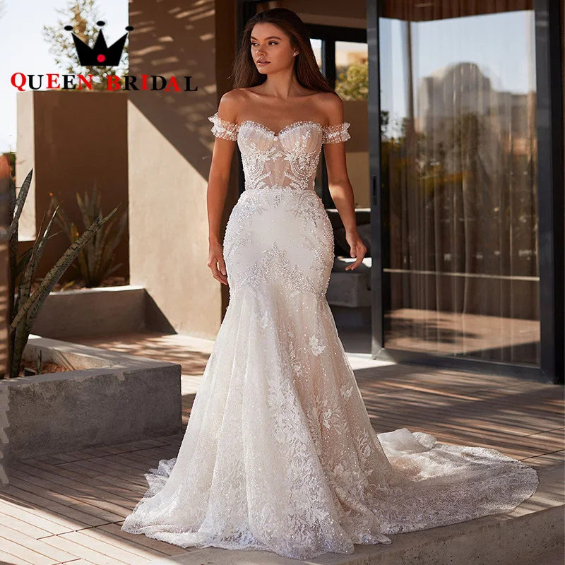 

Sweetheart Off The Shoulder Mermaid Wedding Dresses Backless Sleeveless Bridal Gowns For Women Robe De Mariée Custom Y22X