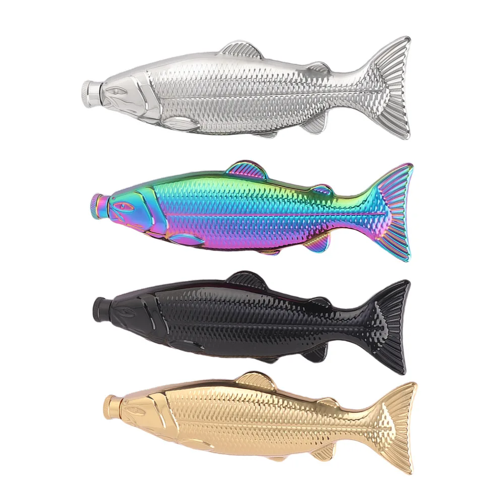 304 Stainless Steel Fish-Shaped Flask 4Oz Outdoor Portable Wine Bottle Mini Alcohol Container Home Barware