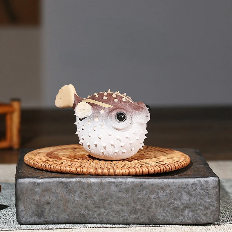 

Purple Sand Small Puffer Fish Tea Pet Ornaments Fish Tank Decoration Tea Ceremony Small Tea Pet Pure Hand-made Creative Ornament