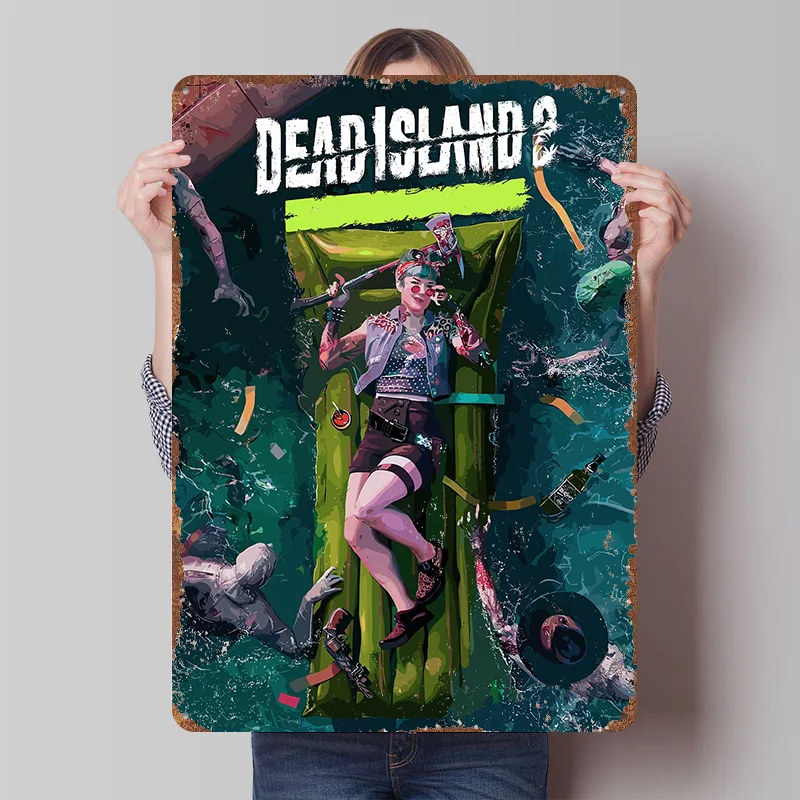 Dead Island 2 Pool Party Metal Poster Customized Wall Art Retro Vintage Tinplate Signs for Custom Plate Decoration Bedroom House