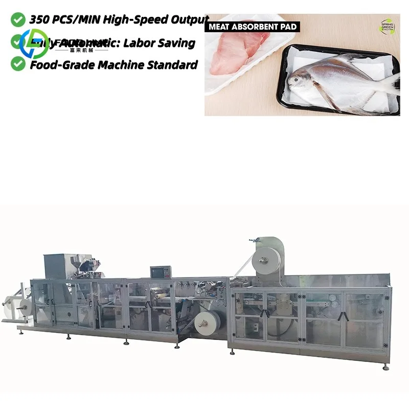 Customized Automatic Food Absorbent Pad Production Line with PLC Control High Speed for Meat Seafood and Fruit Packaging