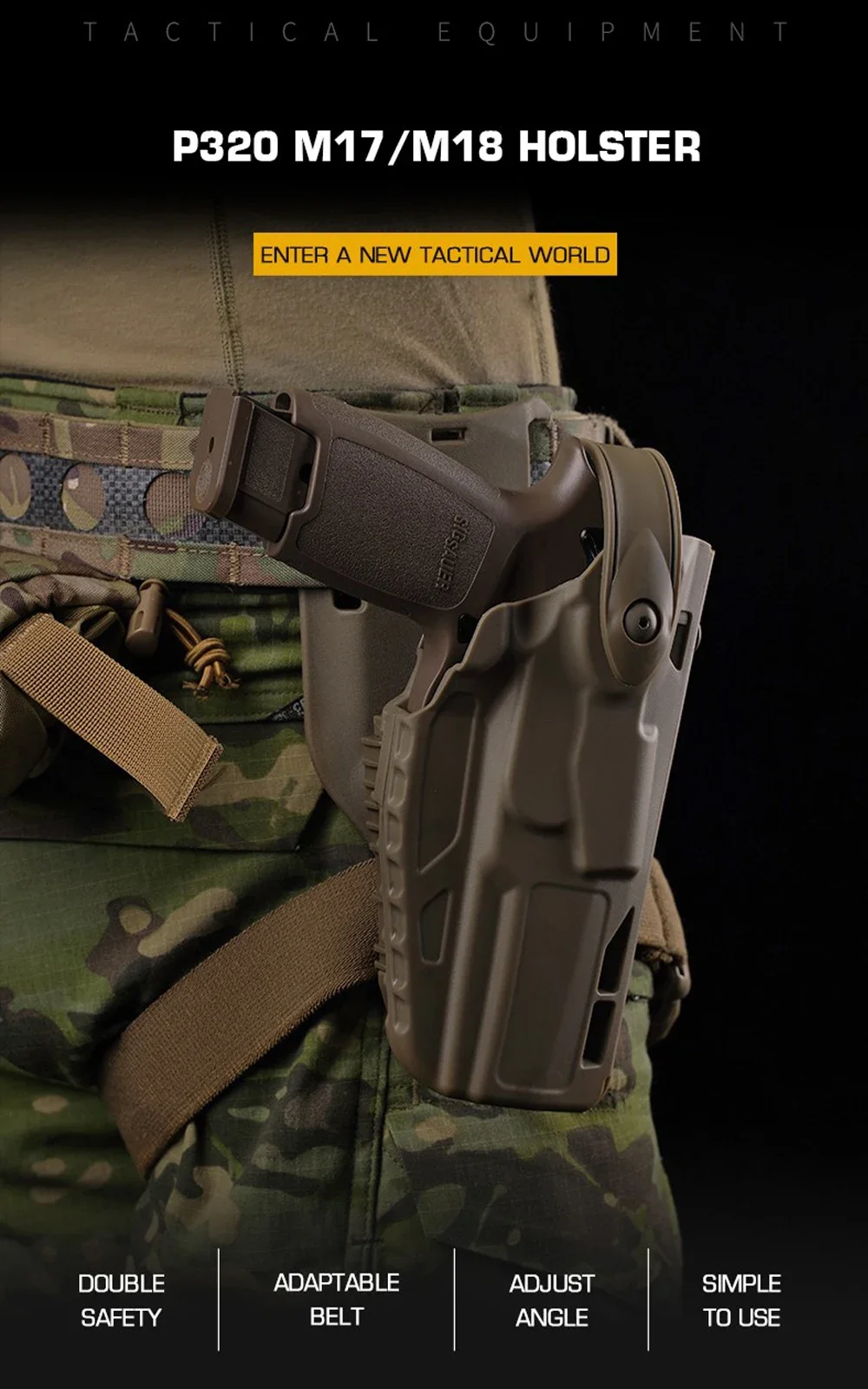 Airsoft-ピストルホルスター,ダブルセーフティロック,戦術