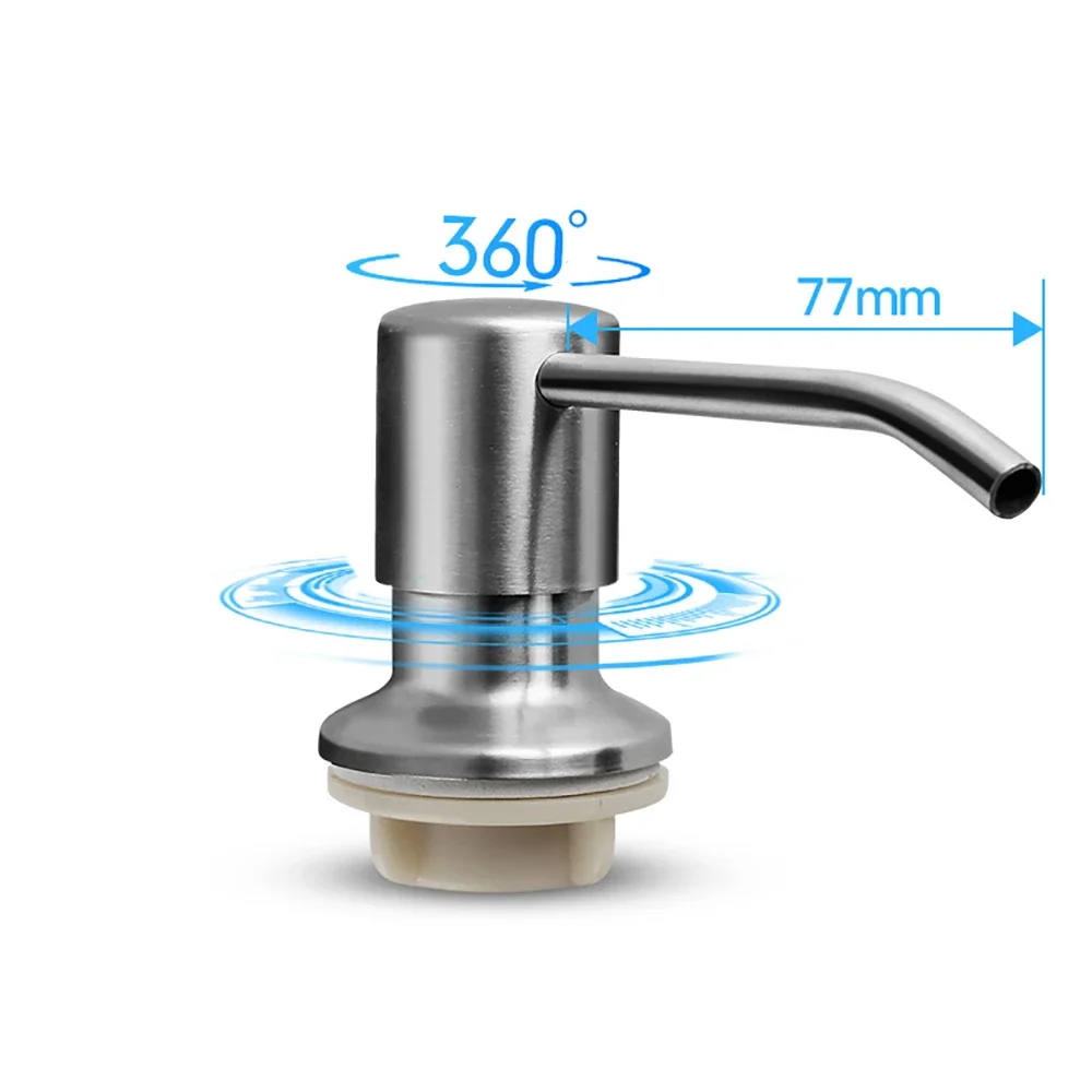Dispensador de jabón para fregadero de cocina, cabezal de bomba de detergente de acero inoxidable de 350ML, prensa manual, botella de líquido,