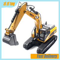 Huina Large 23 Channel All Metal Excavator Large Sound And Light Smoke Remote Control Engineering Vehicle Model Children'S Toy