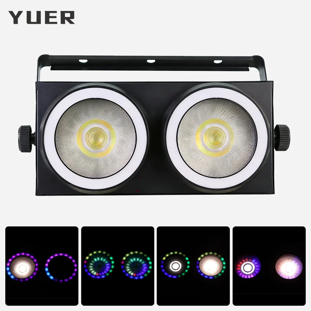 2x100w RGB COB Cool /Warm white Audience Light with ring flash wash effect Flicker free PWM DMX Sound control for DJ Disco party