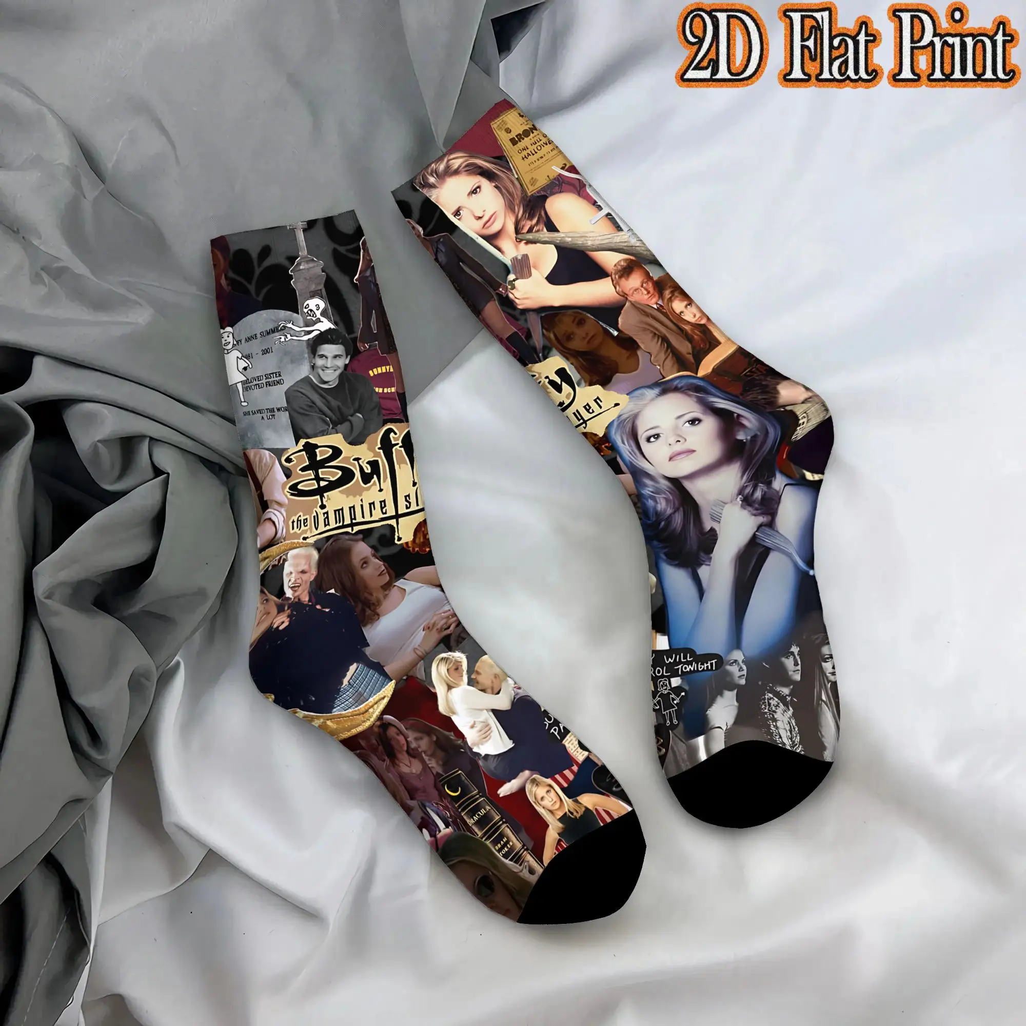 Vampire Slayer Buffy Retro  Street Style Novelty Pattern compression Winter Sock Sports Socks