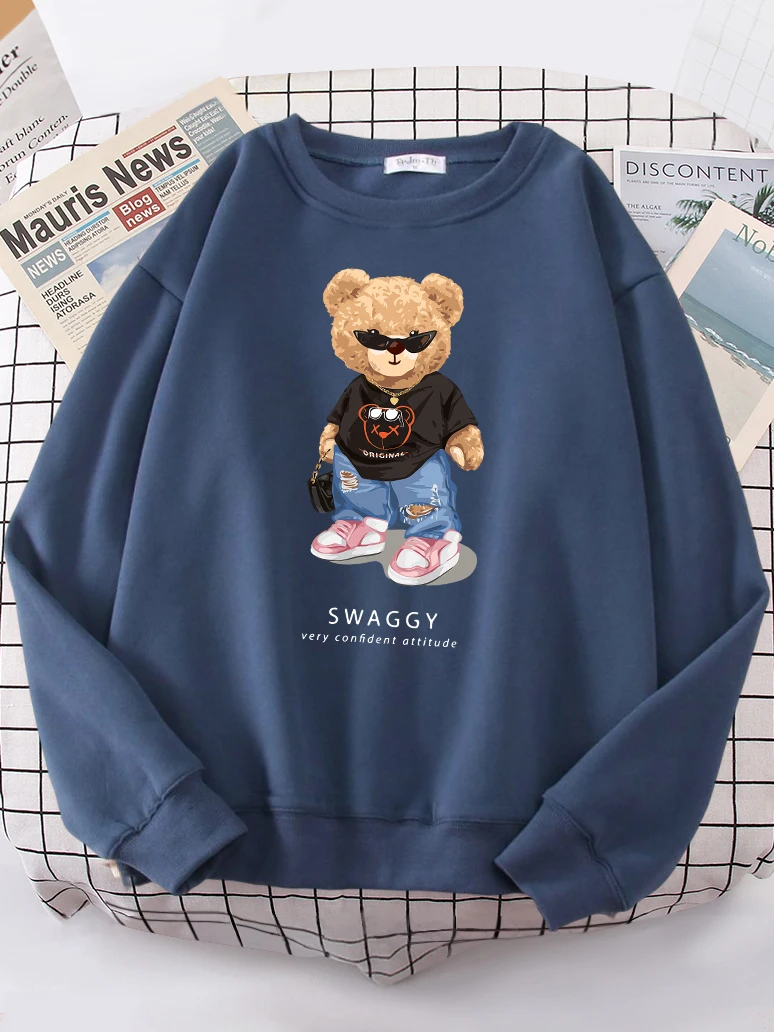 Teddy Bear Goes Out,be Confidence Be Positive Hoody Female Hipster O-Neck Sweatshirt hip hop Oversize Hoody Fashion Casual Tops