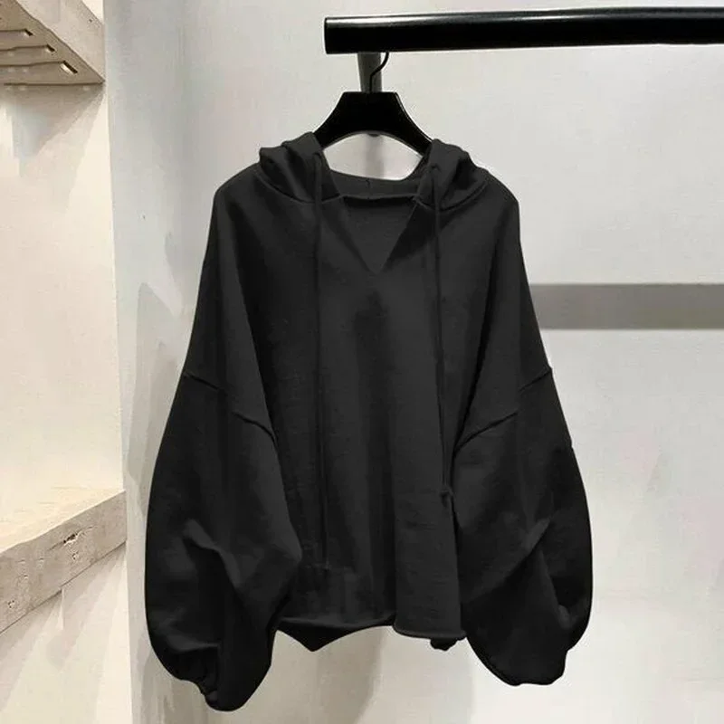 Plus Size Women\'s New Korean Long-sleeved Hooded Sweater Loose Casual Solid Color All-match Jacket Harajuku Fashion Clothing