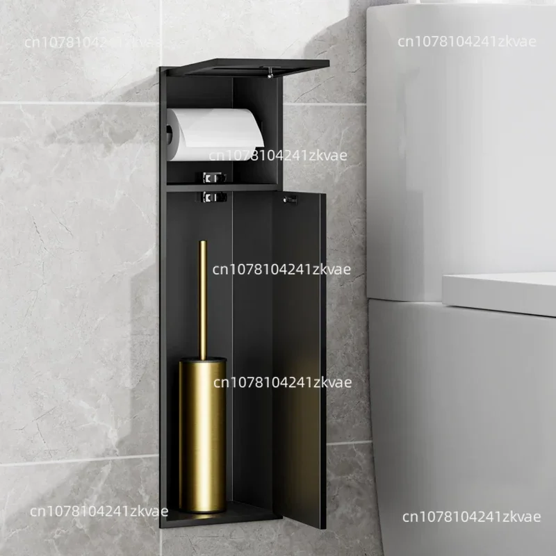 Hidden Stainless Steel Wall-Mounted Toilet Brush Storage Cabinet for Bathrooms