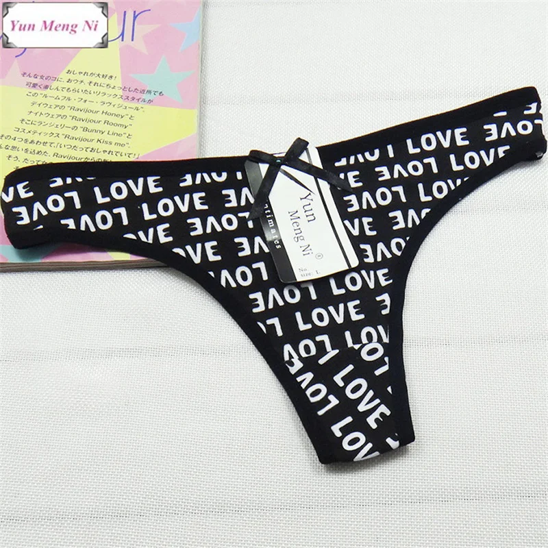 Hot Selling New Sexy Letters Printed Cotton Thong Trade Women\'s Sexy Underwear Passion T Pants 87291