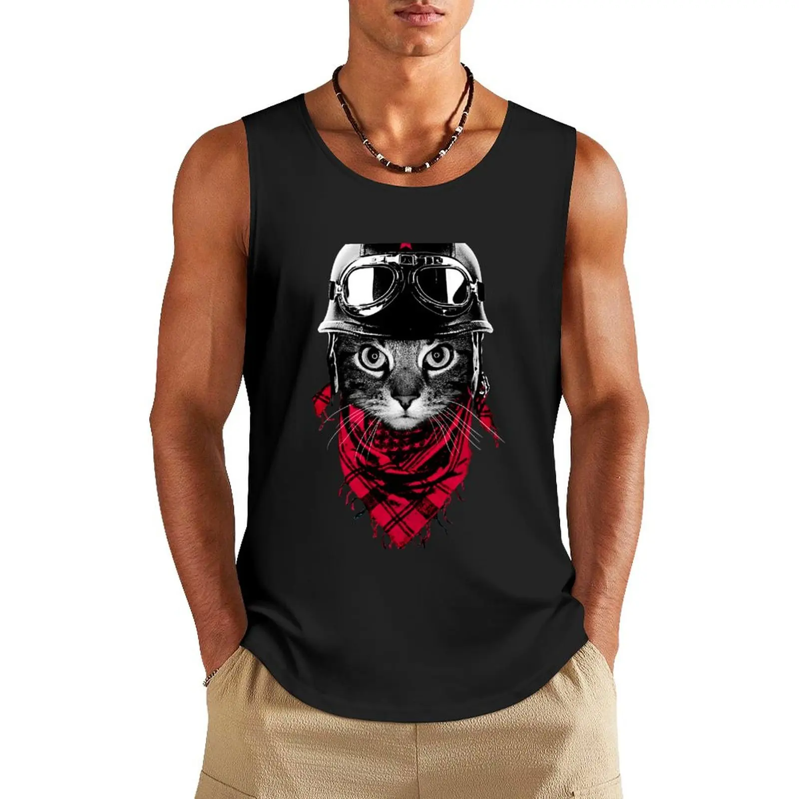 

Adventurer Cat Tank Top men clothings cotton t-shirts man