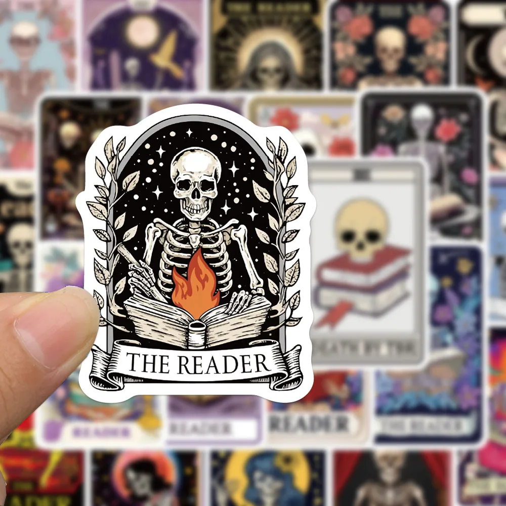 50PCS The Reader Dusty Tarot Card Stickers Retro Style Graffiti Decals For Phone Case Laptop Suitcase Fridge Cartoon Stickers