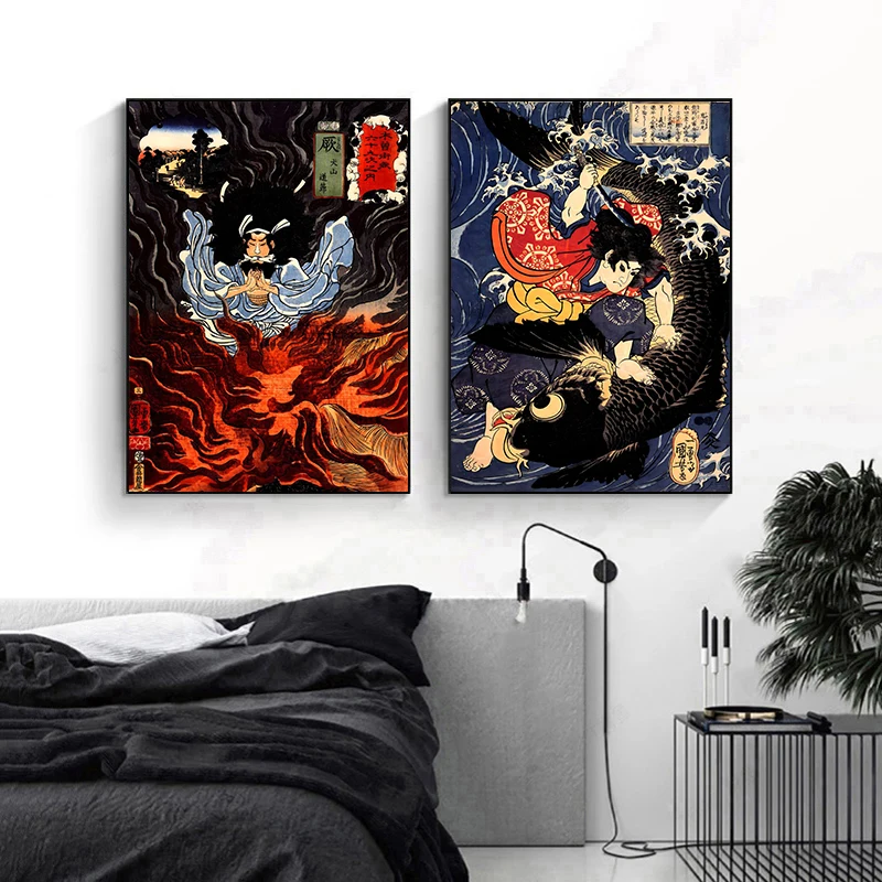 Ukiyoe Poster Japan Portrait HD Print Canvas Painting Japanese Retro Samurai Asian Warrior Wall Picture for Room Home Decor