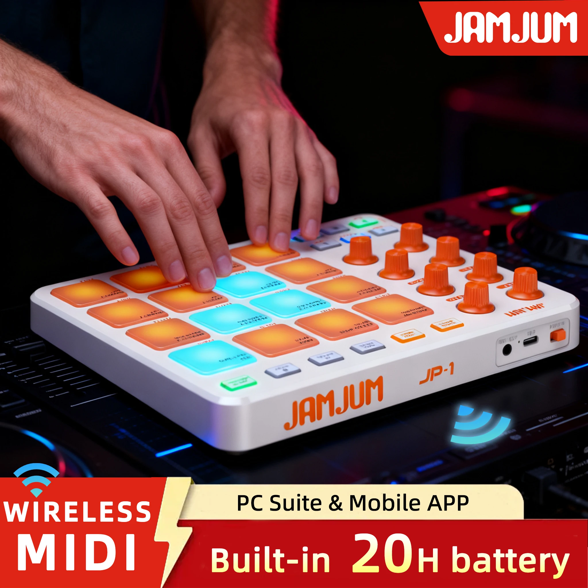 Wireless Midi Controller Pad for Beginners with 16 Drum Pads 8 Buttons Rechargeable Battery for Music Creation and DJ Mixing view 2