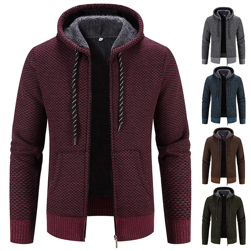 

Male Knitted Casual Jackets with Hood Men's Sweater Coat Y2K Hoodies Korean Streetwear Male Baseball Jumpers Jersey Top Clothing