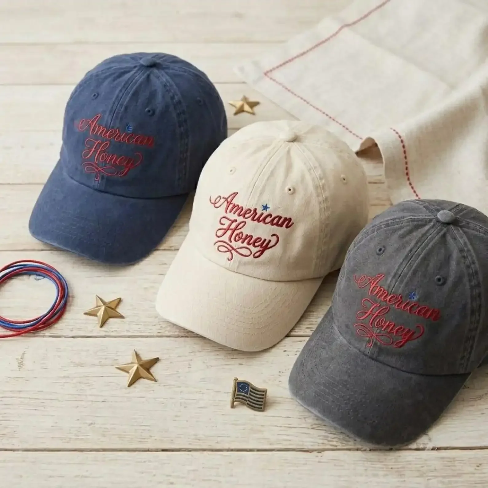 Customization American Honey Embroidered Cap, Patriotic 4th Of July Hat, USA Freedom Dad Cap