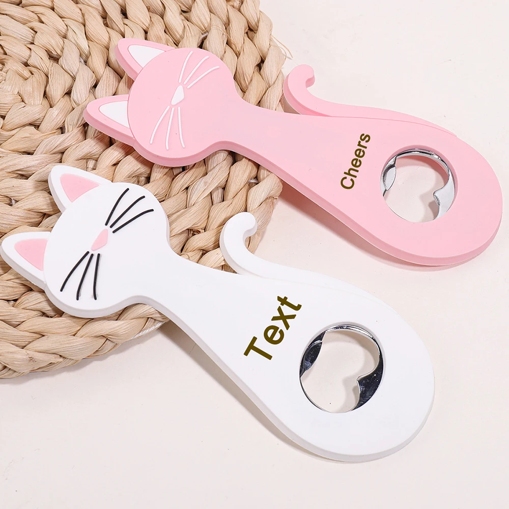 Cat Custom Name Beer Bottle Opener Customized Text Fridge Magnet Magnetic Laser Engraving Gift Personalized Name Bottle Opener