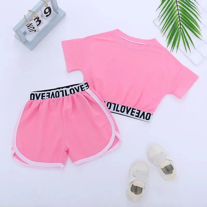 Short sleeved suit for children Summer sportswear for girls New Shorts Casual 2024 kids clothes girls boutique outfits cute 2024