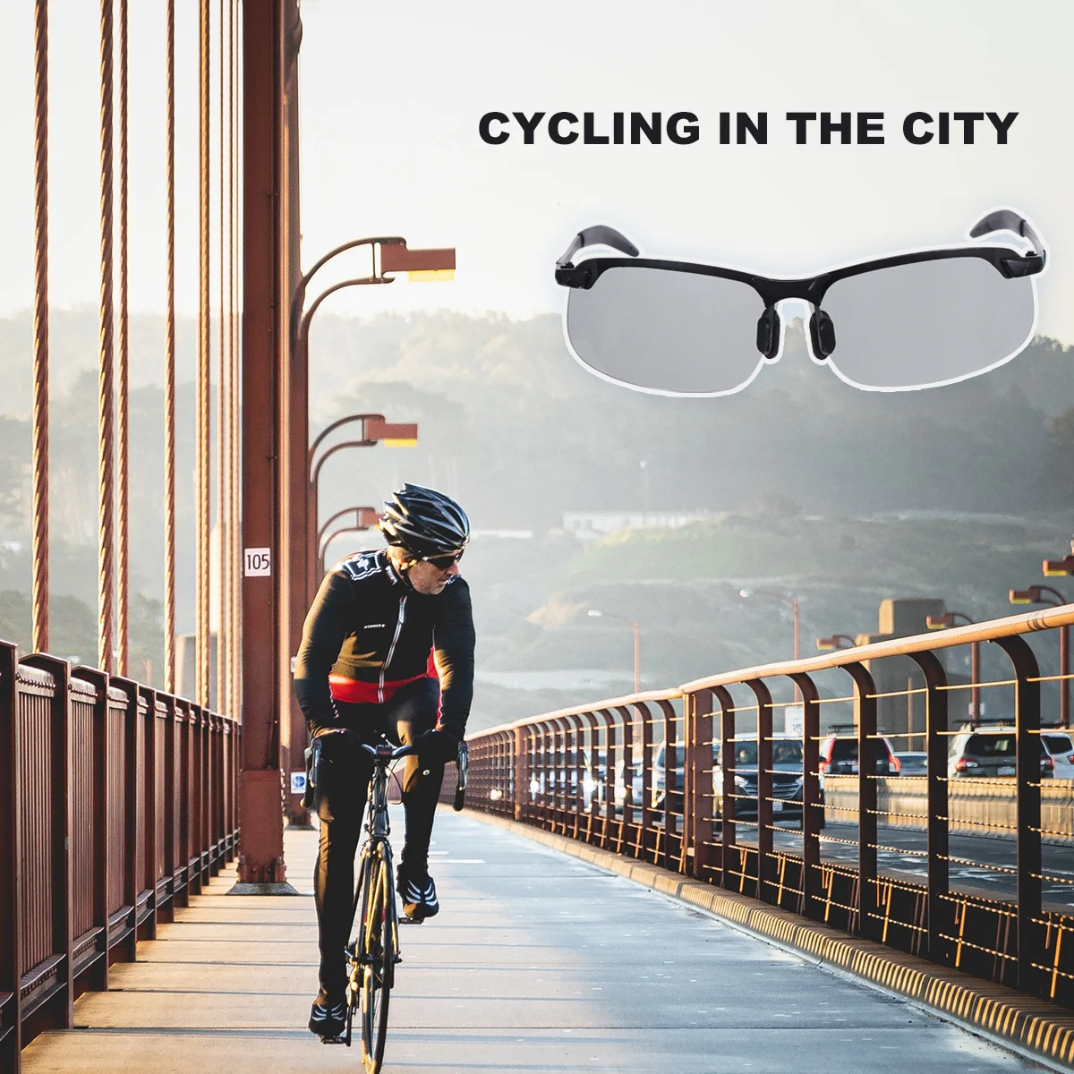 

Polarized Night Driving Sunglasses for Men Black Frame Color Change Lens Anti-Glare Comfortable Soft Nose Pad Design for Safe