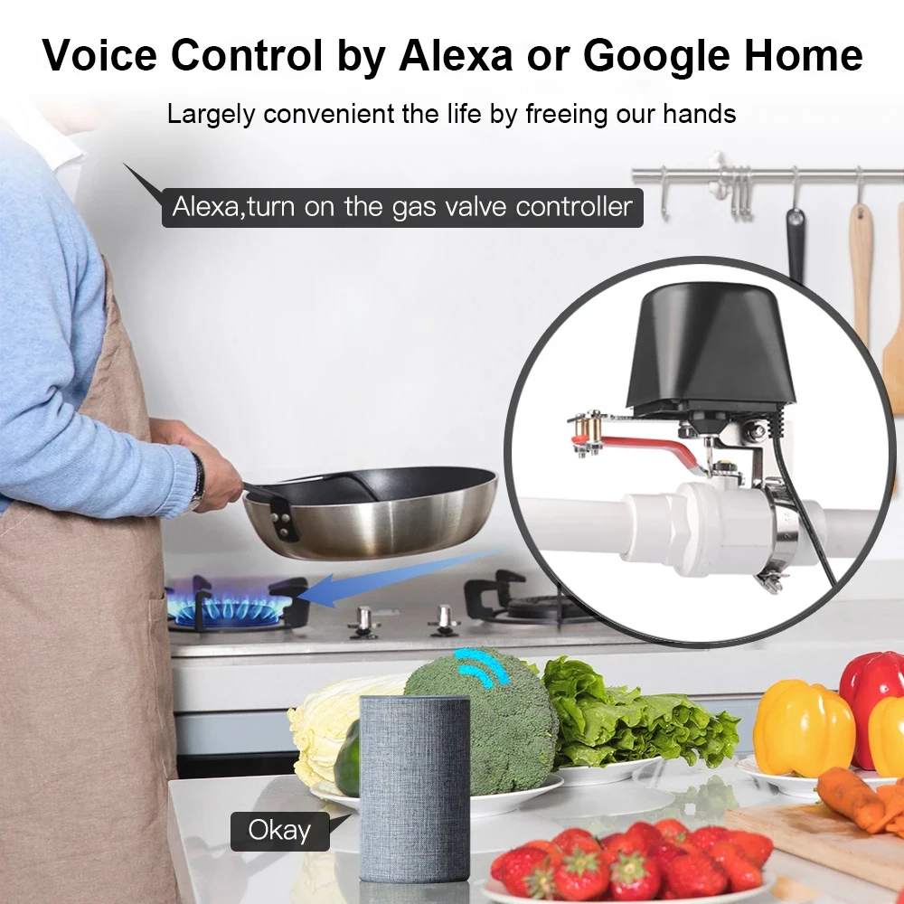 Tuya ZigBee Smart Wireless Control Gas Water Valve Smart Home Automation Control Valve for Gas Work with Alexa,Google Assistant image 5