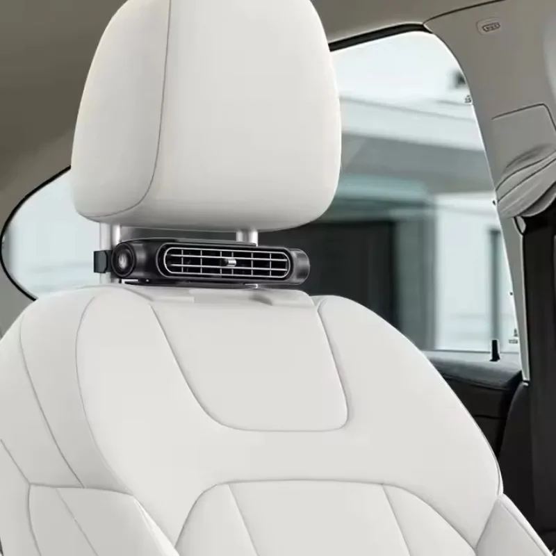 2026 Rear Pillow Seat Fan USB Twin Turbo Bladeless Car Ventilator with Light And Sound for Vehicle Interior