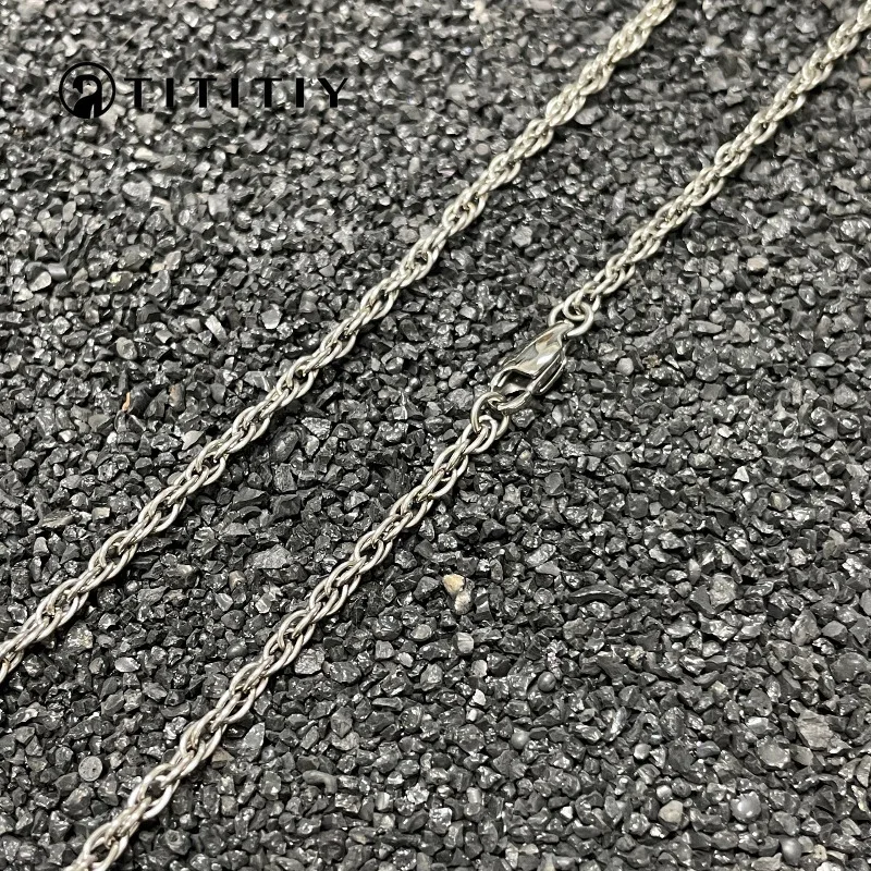 

New TA1 Pure Titanium Necklace wide 2.5mm Twisted chain Anti Allergic Clavicle Chain Trendy Hip Hop Men's Women's Necklaces Gift