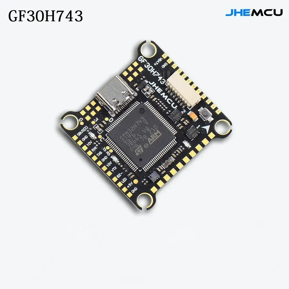 JHEMCU GF30H743 H743 480MHZ Controlador de vôo ICM-42688-P Barômetro duplo OSD 128M BlackBox Dual BEC 3-6S 30X30mm para drones FPV