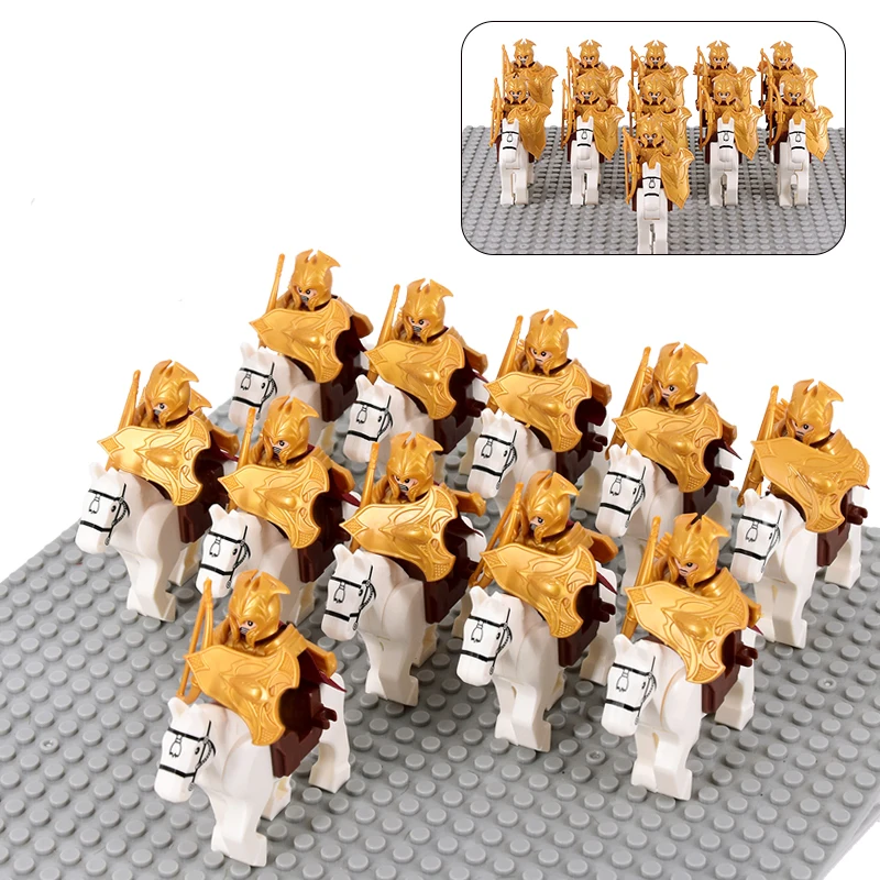 Medieval Movie Elves Middle Ages Knights Warriors Warhorse LOTR Figures Building Blocks Bricks Toys For Children gifts