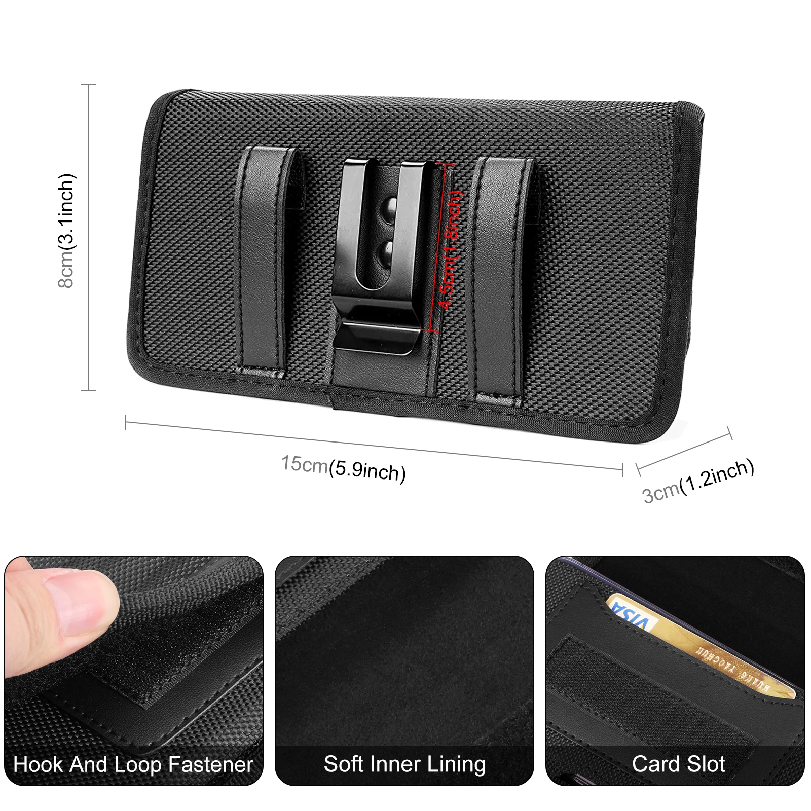 HAWEEL Phone Holster Case Nylon Cell Phone Belt Clip 4.7-6.8inch Pouch Carrying Case Waist Bag For iPhone 15 13 12 SamsungGalaxy