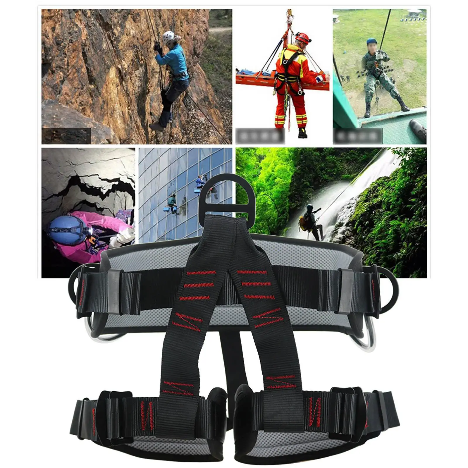 Tree Rock Climbing Harness Strap Falling Protection Heavy Duty 25kN Harness for Survival Equipment Protective Supplies Outdoor