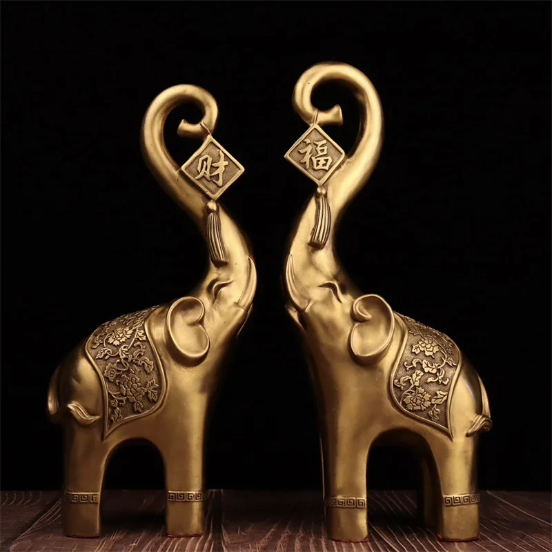 Brass Living Room Decorations Water Absorption Image Copper Elephant Large Ornaments