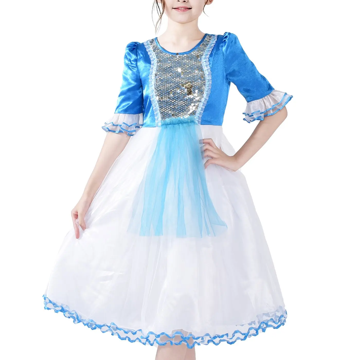 Girls Dress Snow White Princess Cartoon Mermaid Party Costume Ball