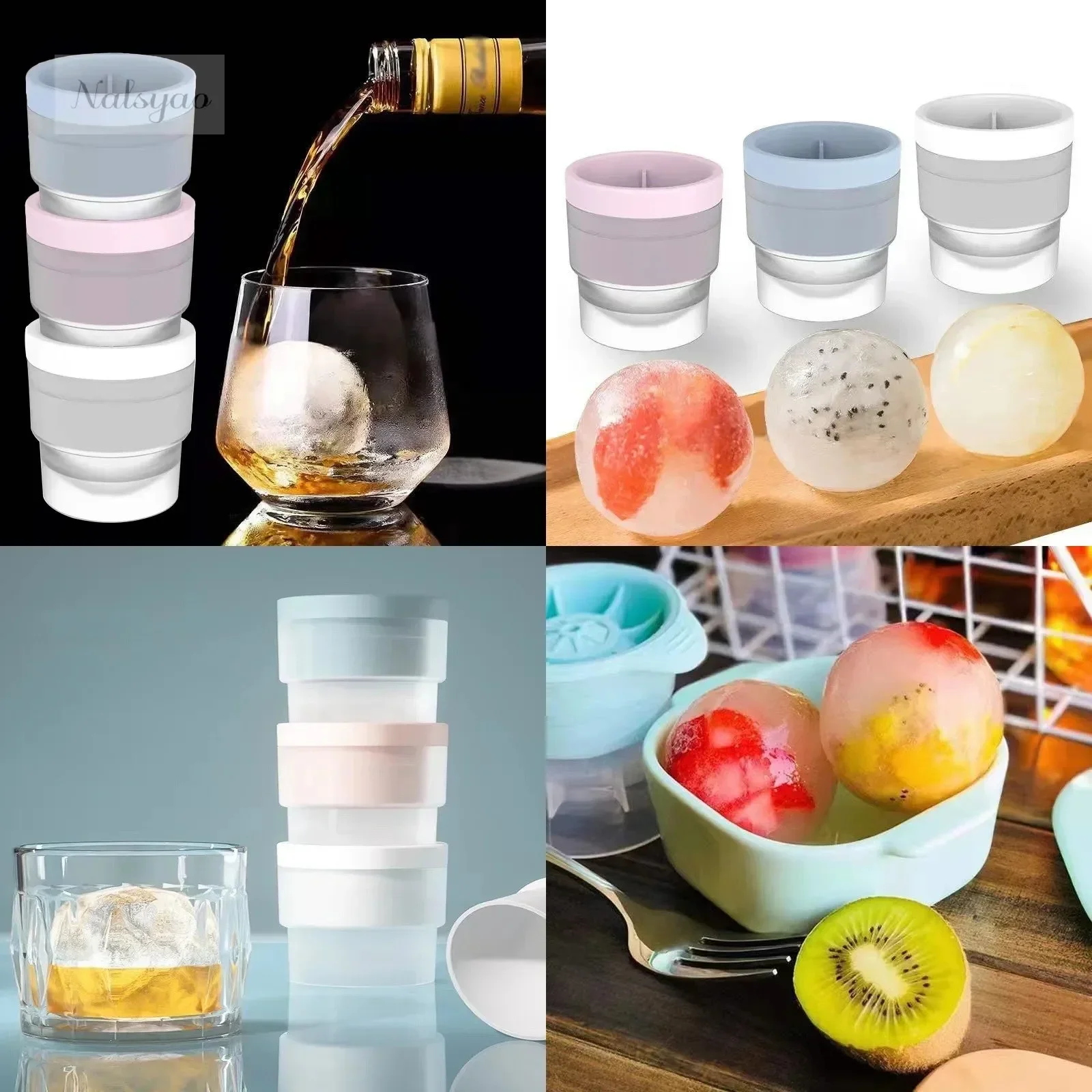 Silicone Ice Maker Food Grade Sphere Ice Mold Stackable Slow Melting DIY Ice Ball For Cocktail Whiskey Drink Home Bar Ice Tray