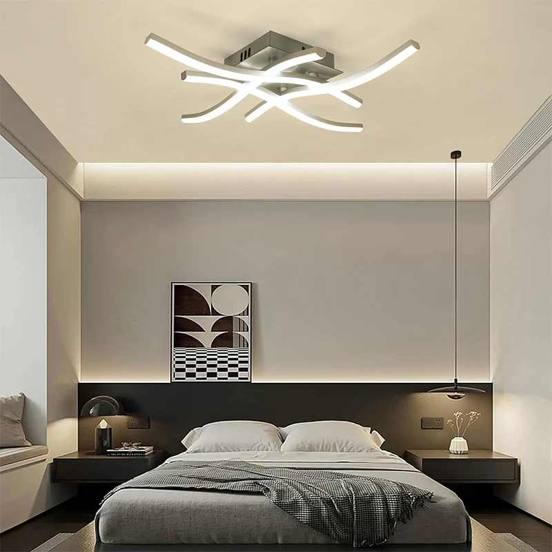 Ceiling Lamp Modern Living Room Lamp For Dining Room Bedroom Balcony LED Ceiling Light 28W Curved Design Panel lights For Home