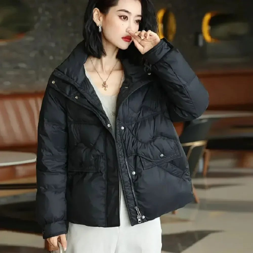 New Autumn Winter Jackets for Women Stand Collar White Duck Down Jacket Ultra Light Windproof Feather Parkas Female Puffer Coat