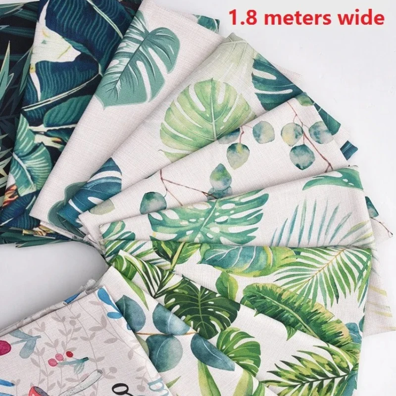 

180 см широкая хлопковая льняная ткань, утолщенная льняная ткань, ткань с принтом зеленых растений, ткань «сделай сам» для дивана, скатерть, занавеска, ткань 550 г/м