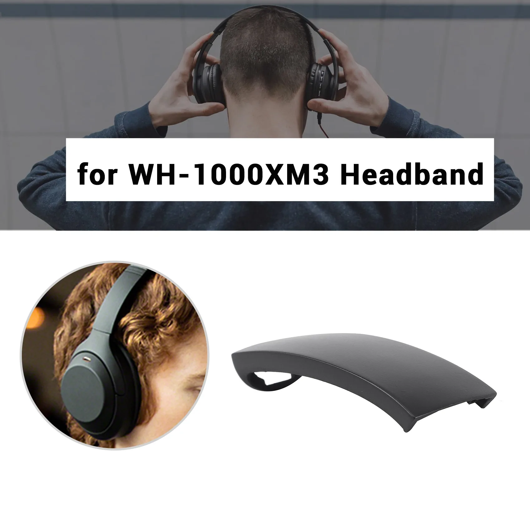 Pengganti ikat kepala untuk Sony WH-1000XM3 XM3 headphone Over-Ear penghilang kebisingan nirkabel hitam