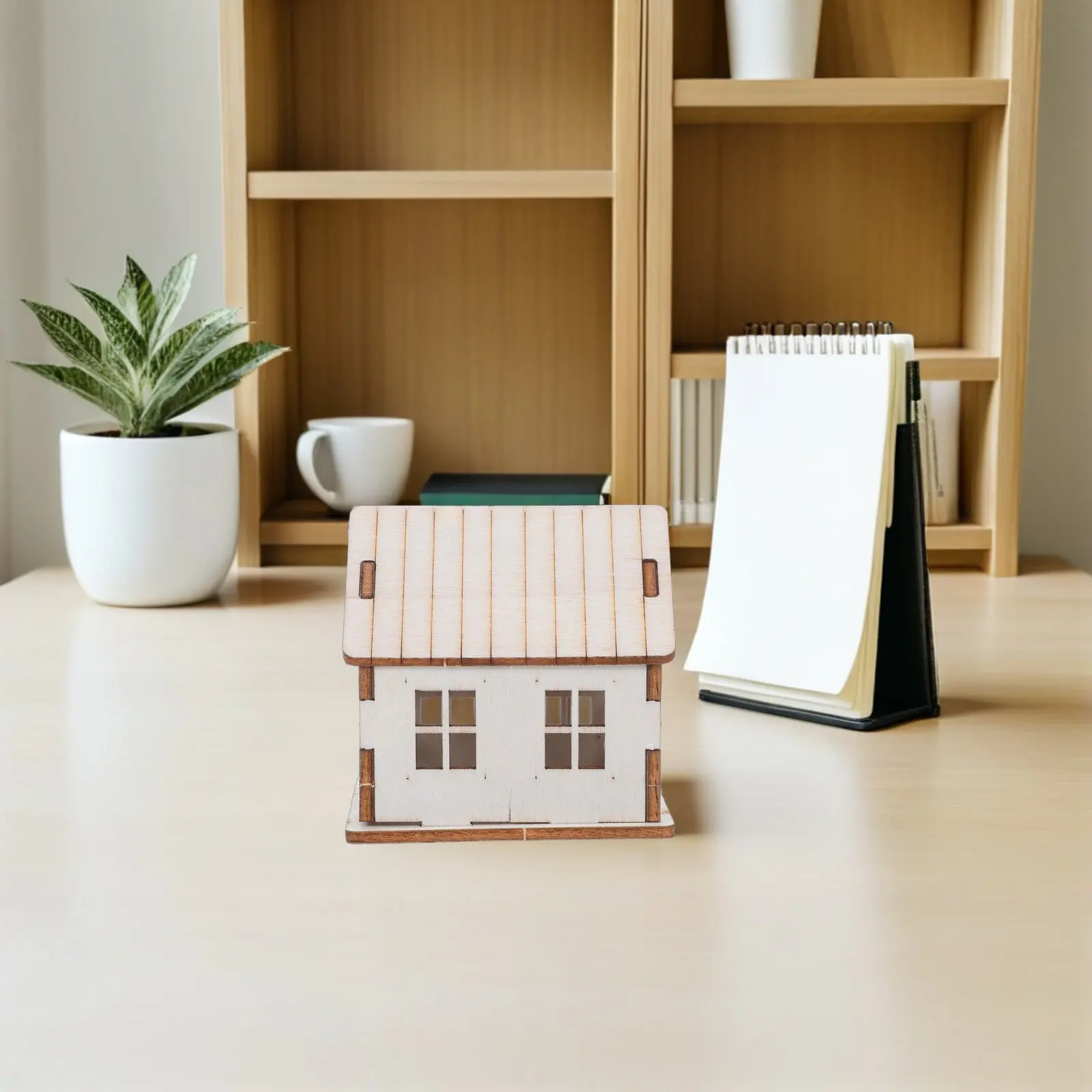 Kit Casa in Legno Fai-da-Te, Miniatura Non Finita, Puzzle 3D per Decorazione Casa, Ornamento da Scrivania, Artigianato, Villaggio Natalizio