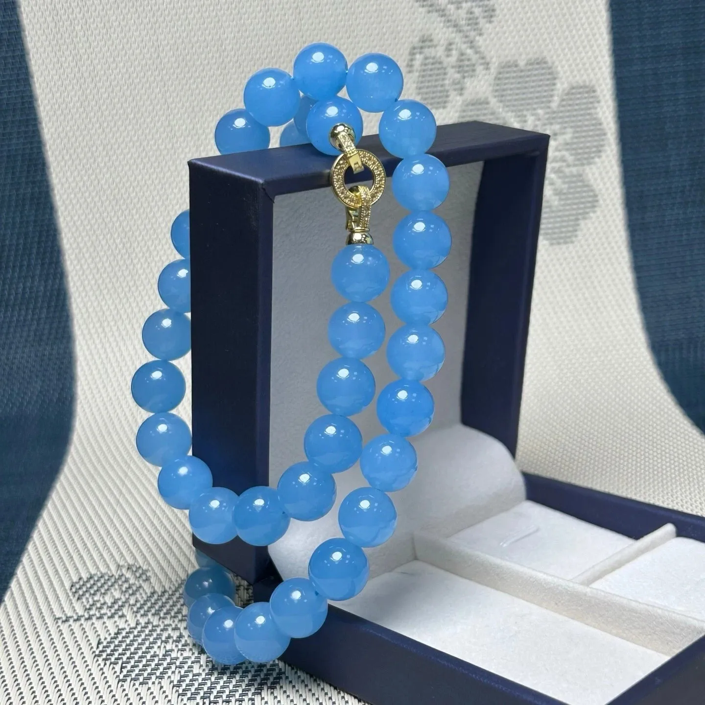 Real Natural Ice blue Myanmar Beads Jade jadeite Necklaces & Pendants 12MM