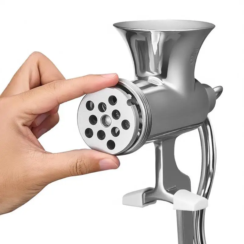 

Manual Meat Mincer 26x15cm For Kitchen Tabletop Beef Chili Pork Steel Table Crank Clamp Sausage Stuffer 2 Cutting Plates 4 Tubes Heavy Duty Construction Manual Operation Gear Driven Process