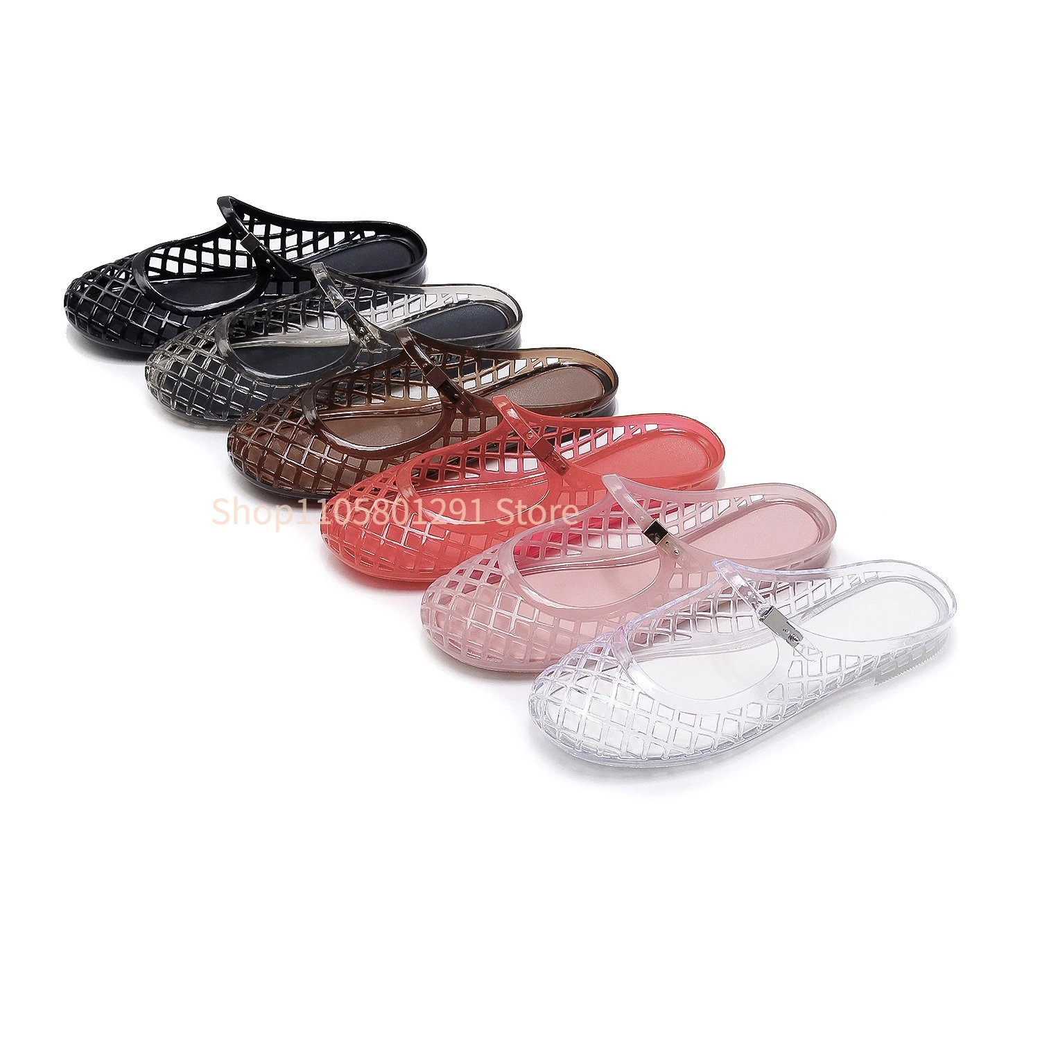 Women Jelly Flat Slippers Summer Fashion Mesh Breathable Sandals Hollow Designer Shoe, For Beach Sandals for Outdoor Casual