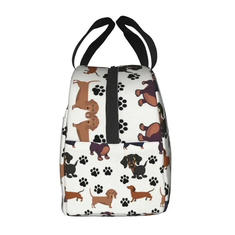 Custom Dachshund Animal Paw Lunch Bag Men Women Cooler Thermal Insulated Lunch Box for Kids School Children