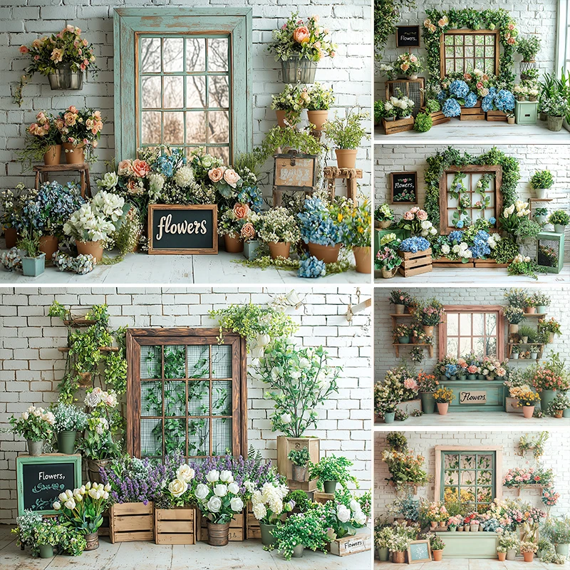 

LS Photography Backdrop Easter Egg Bunny Windows Decoration Newborn Baby Shower 1st Party Portrait Backgrounds For Photographs