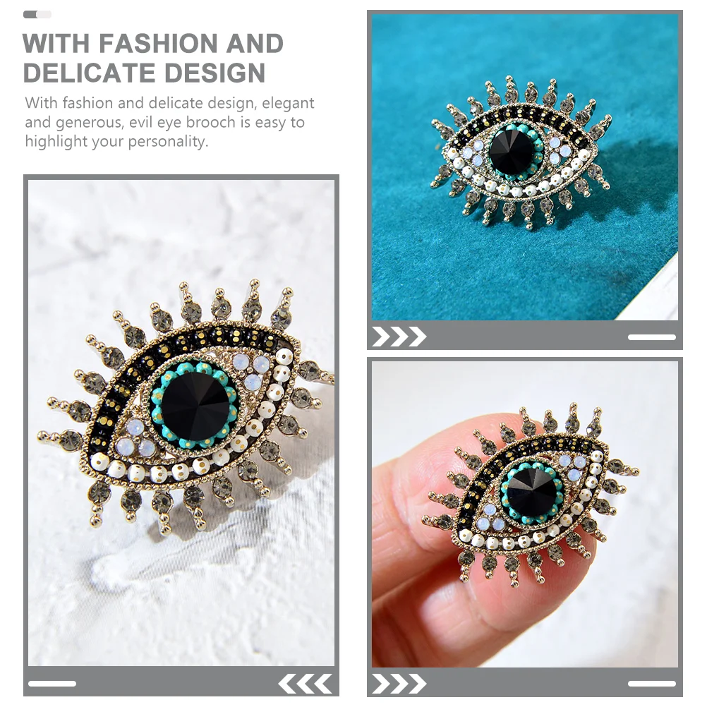 Demon Eye Brooch Evil Pin For Clothes Retro Decor Simple Rhinestone Metal Women Miss