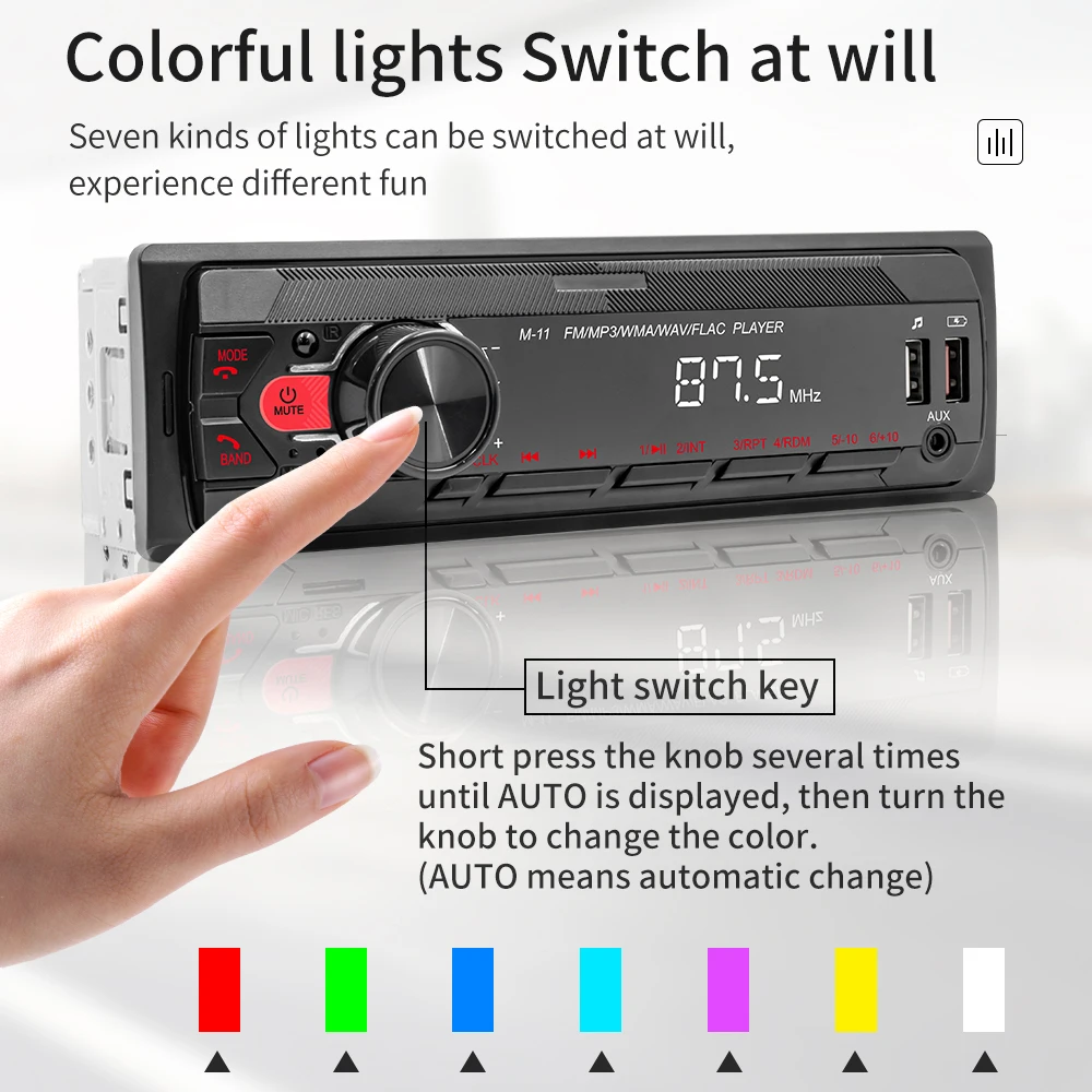 Podofo 12V Universeller Auto-MP3-Player USB SD AUX-IN Autoradio-Player FM LCD-Bildschirm Bluetooth RCA-Anschluss USB Smart Intelligentes System – Detail 13