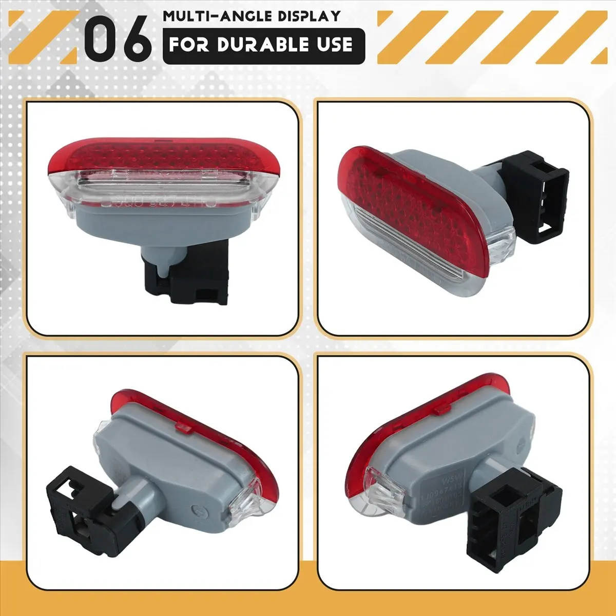 #17V Car Door Lights,LED Car Door Warning Lamp for Beetle Golf Jetta MK4 1999-2004 (silver & red)