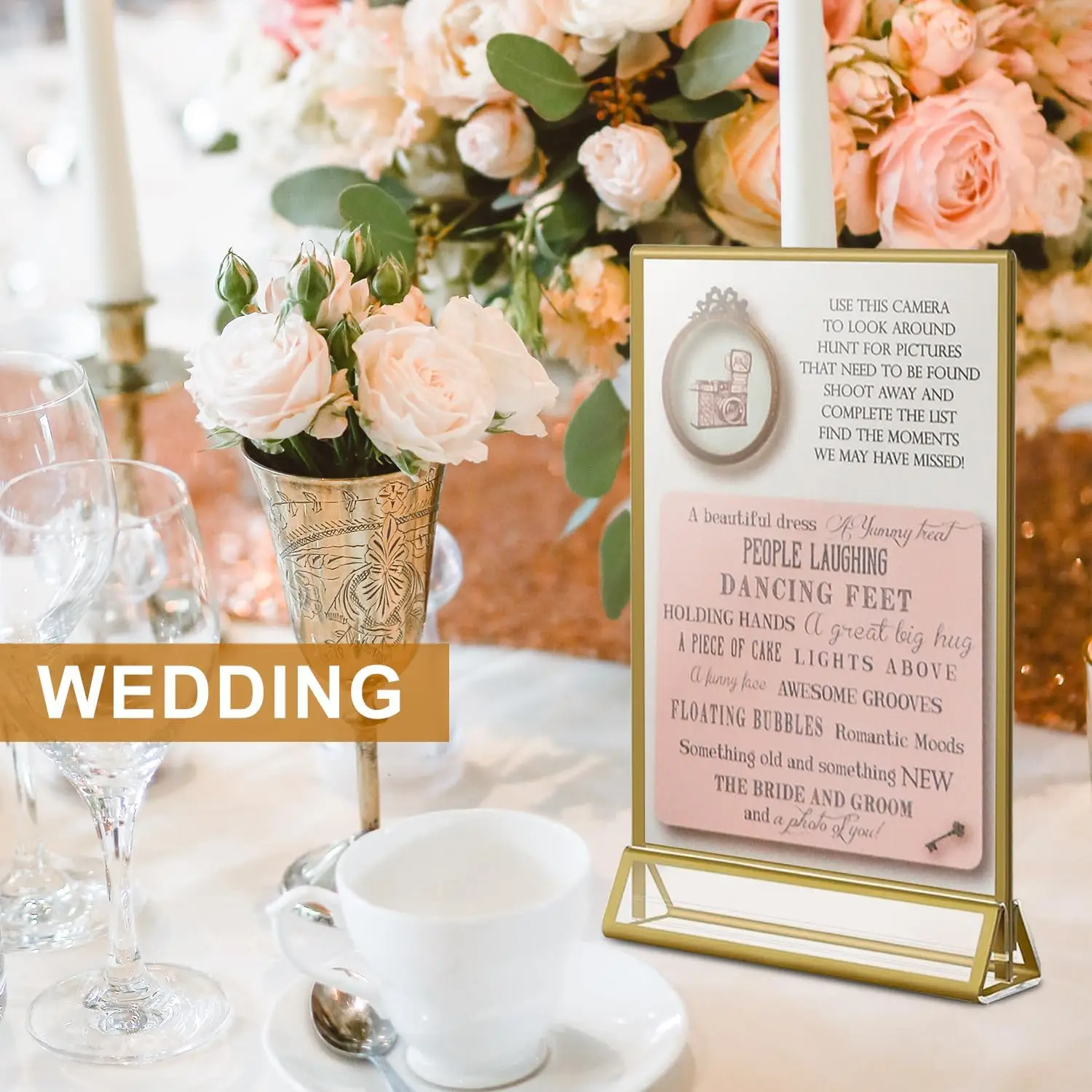 4x6inch Acrylic Sign Holder With 3mm Gold Border Vertical Stand For Wedding Picture Frame Table Menu Stand Photo Art Display - view 4