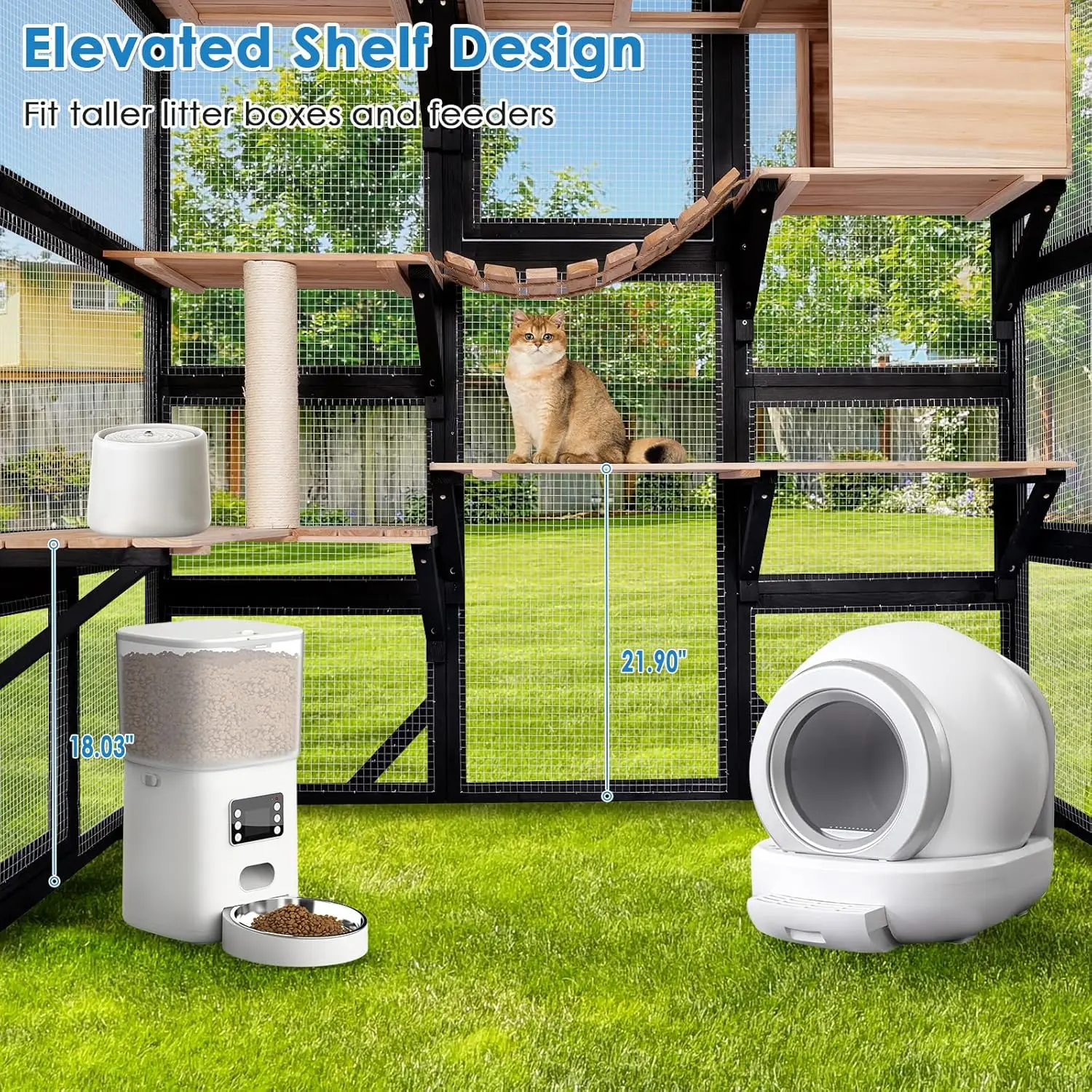 Large Catio Cat Enclosure Walk-in Cat House Kitty Cage 5 Access Doors Waterproof Roof Large Jumping Platforms Outdoor/Indoor - view 3