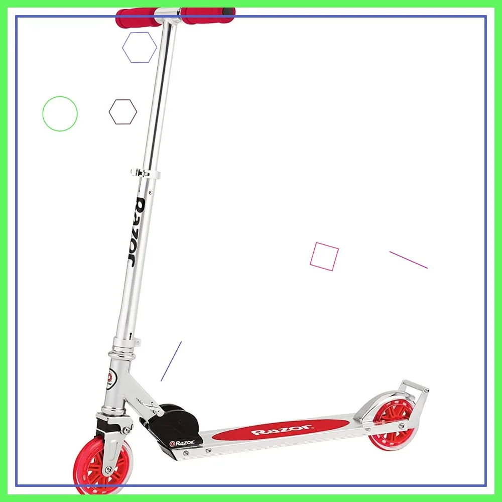 

Kids Kick Scooter with Larger Wheels, Front Suspension, Wheelie Bar, Lightweight Foldable, Adjustable Handlebars