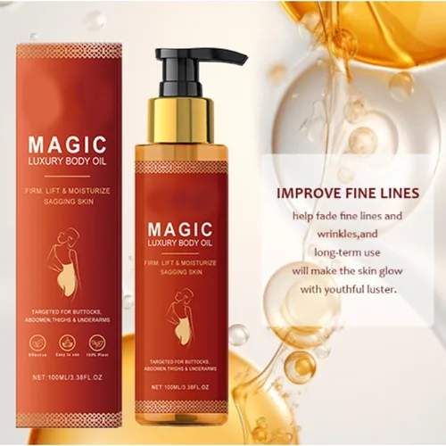 Imagen 2 del producto Aceite corporal mágico de lujo, 100ml, hidratación profunda de la piel seca, estiramiento elástico del pecho, muslos, rejuvenecedor, reparación, aceite nutritivo